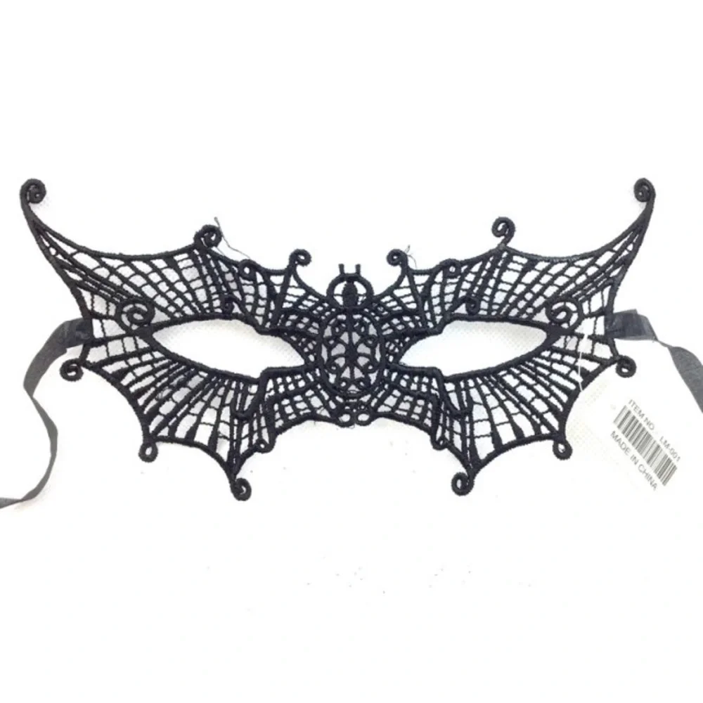 Black Lace Spider Web Mask